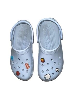 Crocs Calcite W9 M7 Pastel Icy Blue 6 Jibbitz Comfort Shoes Clog Girlboss Vibes